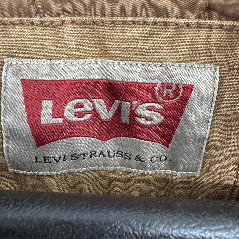 Y2K Levis Mens XL Brown Canvas Field Jacket Quilted Lined Military Utility Coat